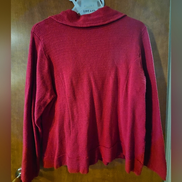 Chico Size 3 Red Knit Sweater Asymmetrical Gold Zipper - Picture 5 of 9